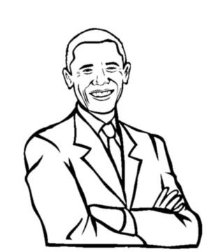 Dibujo de Obama Divertido para Colorear