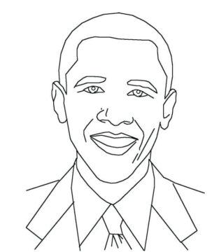 Dibujo de Simples Obama para Colorear