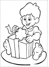 Dibujo de Boy Opening Gift Box para Colorear