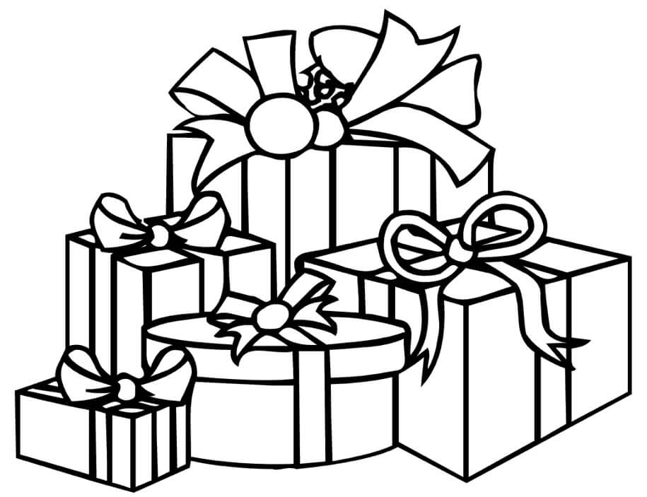 Dibujo de Caja de Regalo Cinco para Colorear