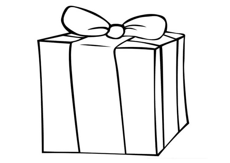 Dibujo de Caja de Regalo Imprimible para Colorear