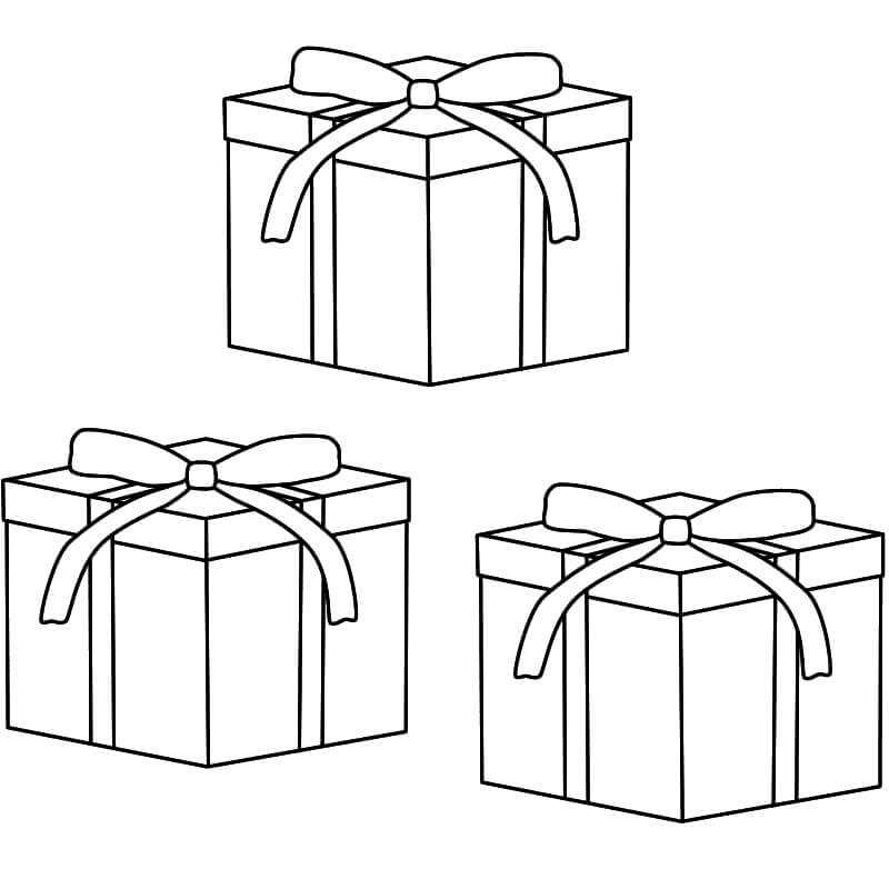 Dibujo de Caja de Regalo Tres para Colorear