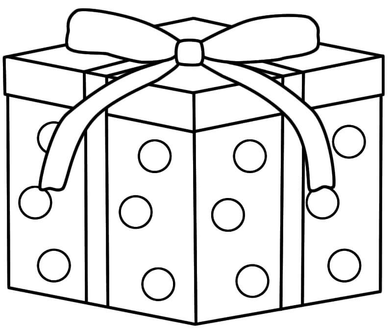 Dibujo de Regalo de Navidad con Puntos para Colorear
