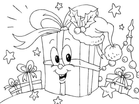 Dibujo de Regalos de Navidad Divertidos para Colorear