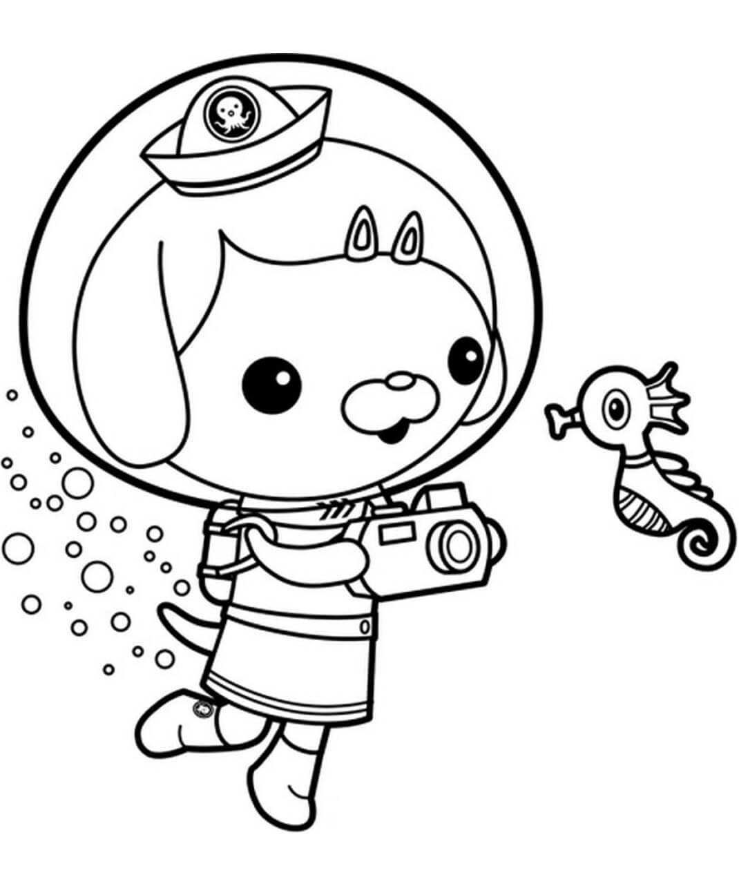 Dibujo de Dashi con Caballito de Mar para Colorear