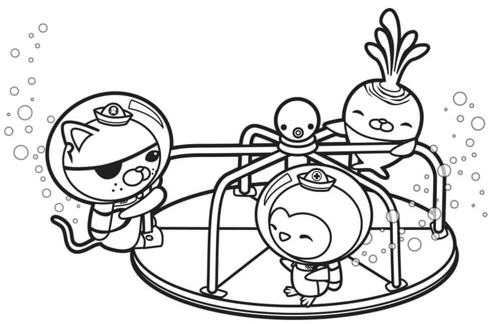 Dibujo de Octonautas Jugando a la Rueda para Colorear