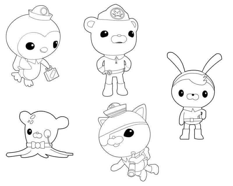 Dibujo de Personajes Principales de Octonauts para Colorear