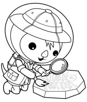 Dibujo de Shellington con Pez Esqueleto para Colorear