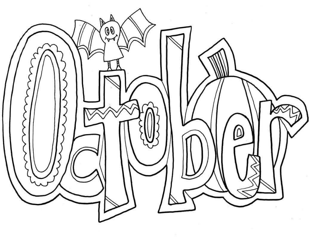Dibujo de Bienvenido Octubre para Colorear