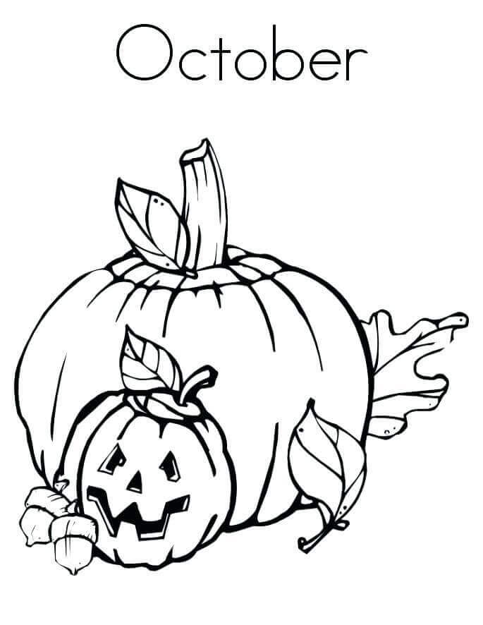 Dibujo de Calabaza para Octubre para Colorear