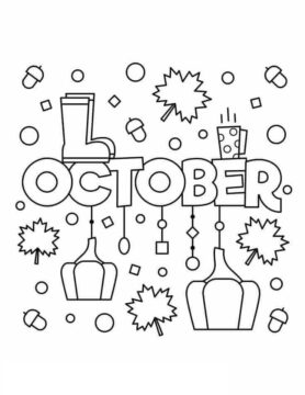 Dibujo de Octubre con Halloween para Colorear