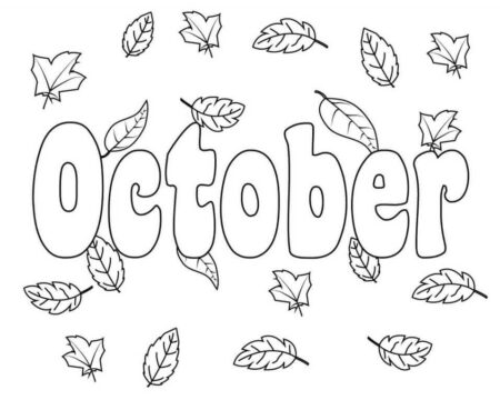 Dibujo de Octubre con Hoja para Colorear