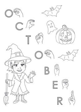 Dibujo de Octubre con la Gente para Colorear