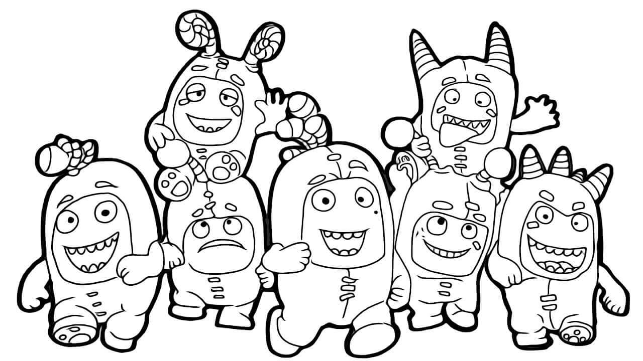 Dibujo de Oddbods Felices para Colorear