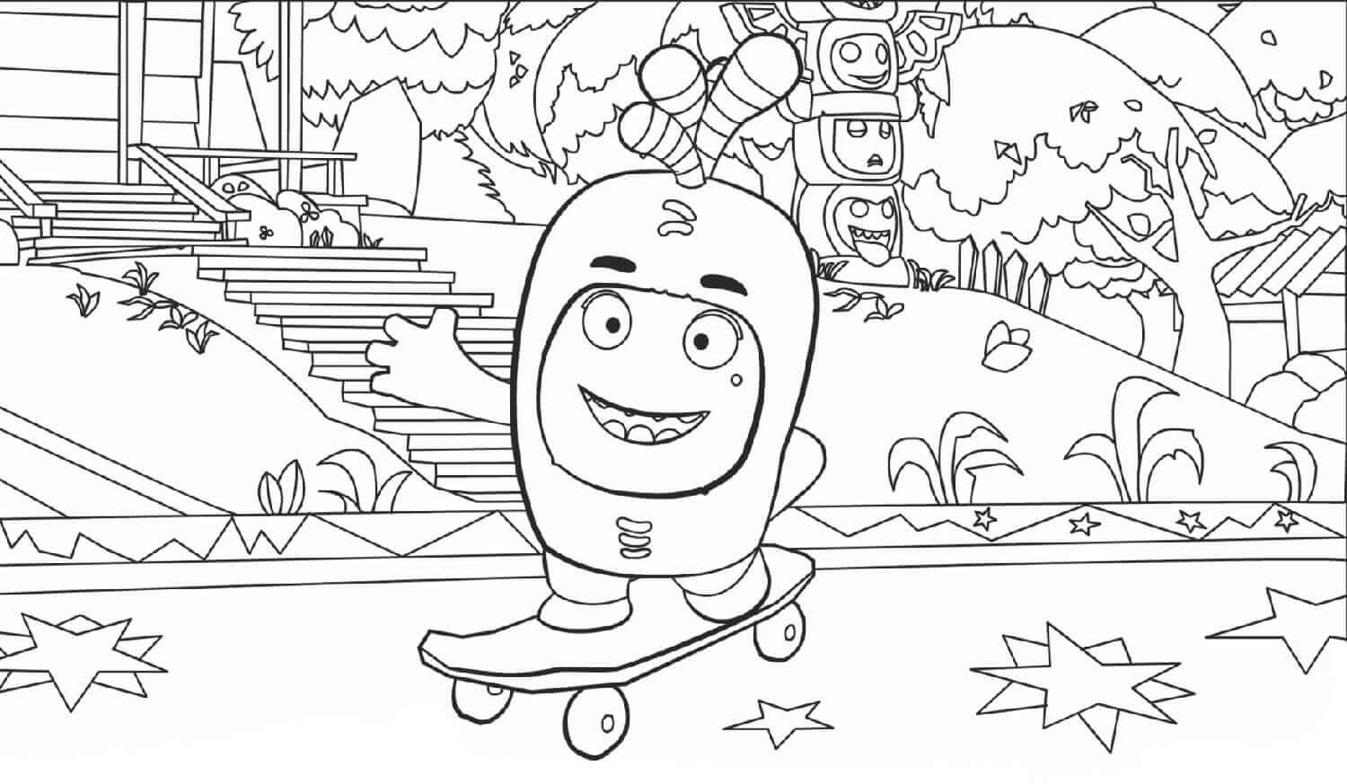 Dibujo de Patinaje Oddbods para Colorear