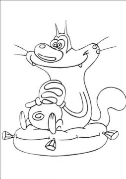 Dibujo de Oggy Sentado para Colorear