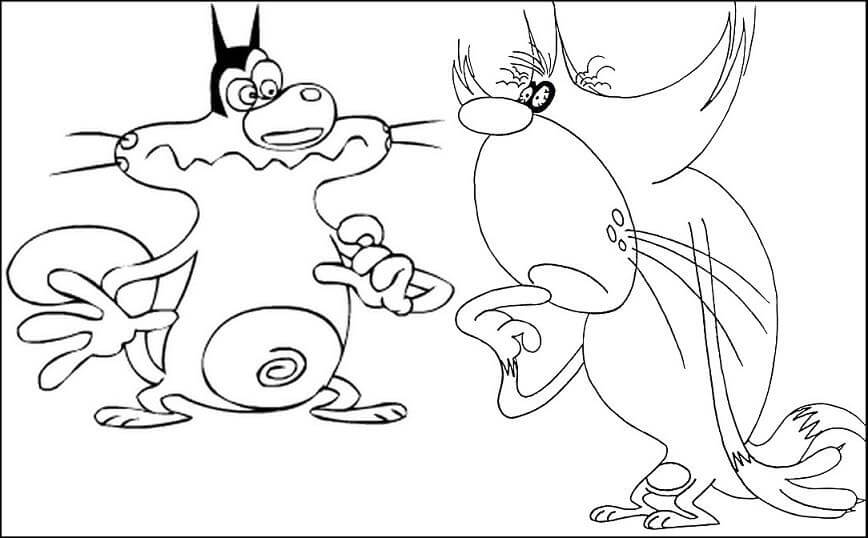 Dibujo de Oggy y Jack para Colorear
