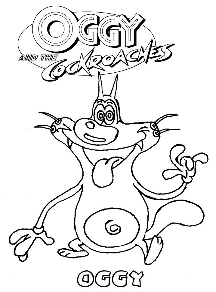 Dibujo de Feliz Oggy Sonriente para Colorear