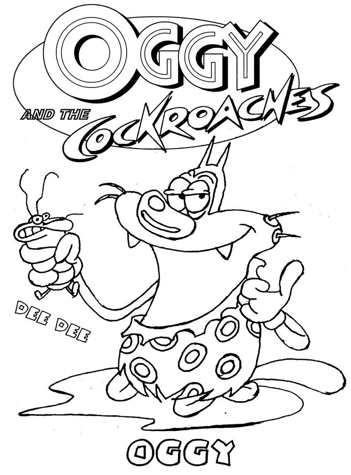 Dibujo de Oggy Atrapando a Dee Dee para Colorear