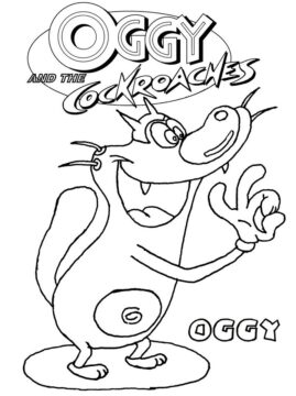 Dibujo de Sonriendo Oggy Dice Ok para Colorear