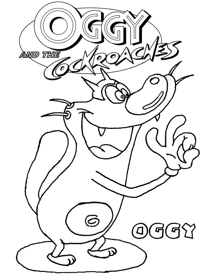 Dibujo de Sonriendo Oggy Dice Ok para Colorear