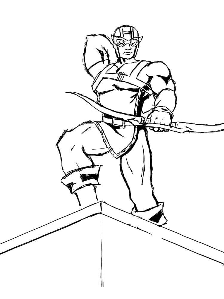 Dibujo de Hawkeye en el Techo para Colorear