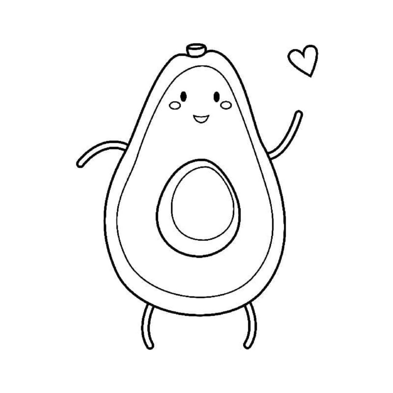 Dibujo de Aguacate con Ojos pequeños para Colorear