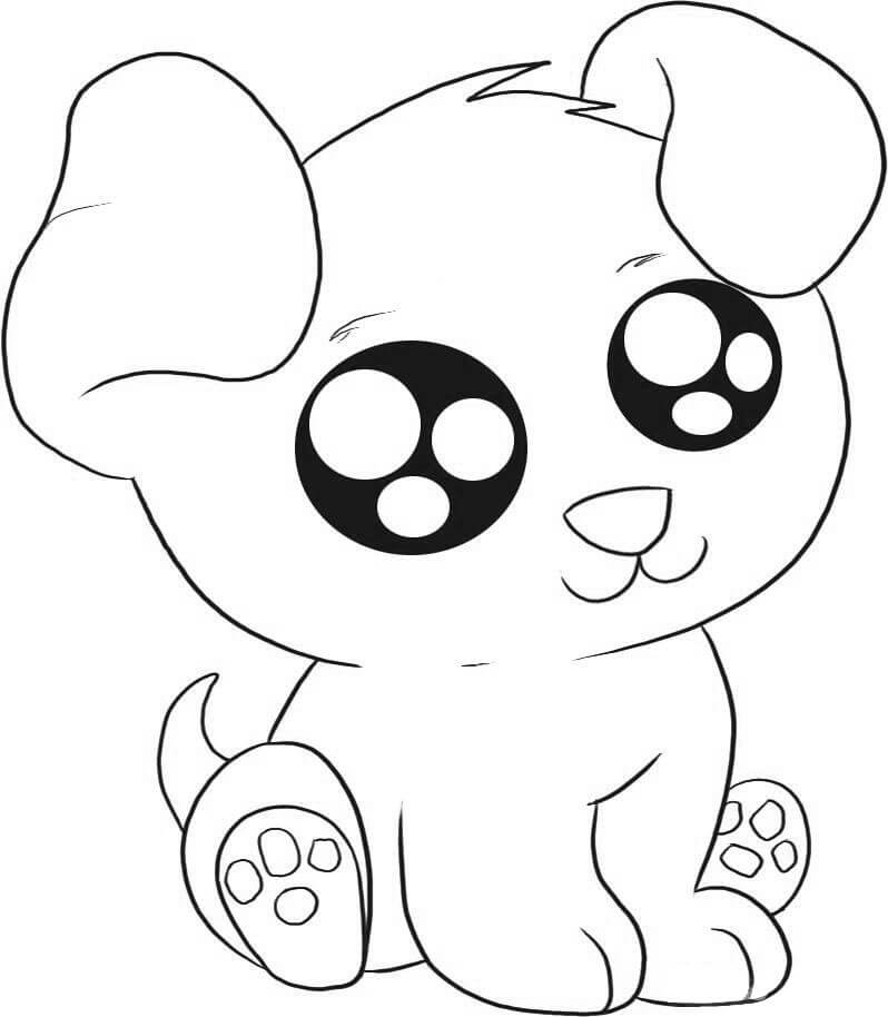Dibujo de Cachorro con Ojos Grandes para Colorear