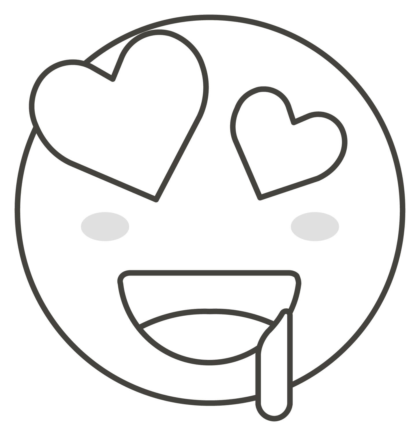 Dibujo de Cara Sonriente con Ojos de corazón para Colorear