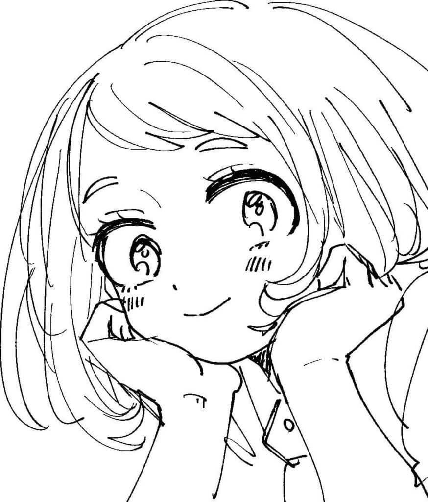 Dibujo de Animado Chica con Ojos para Colorear