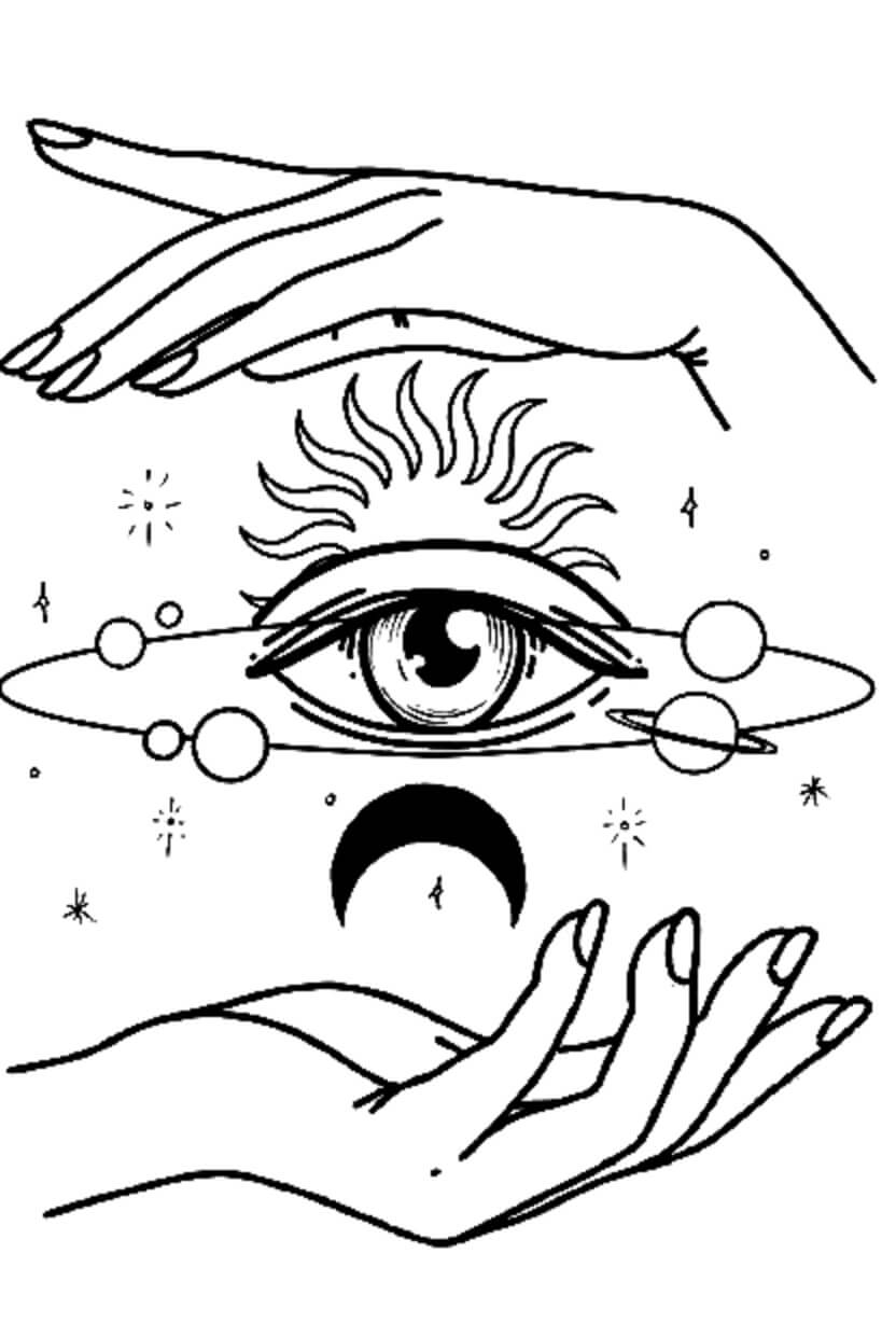 Dibujo de Estética un Ojo en el Espacio para Colorear