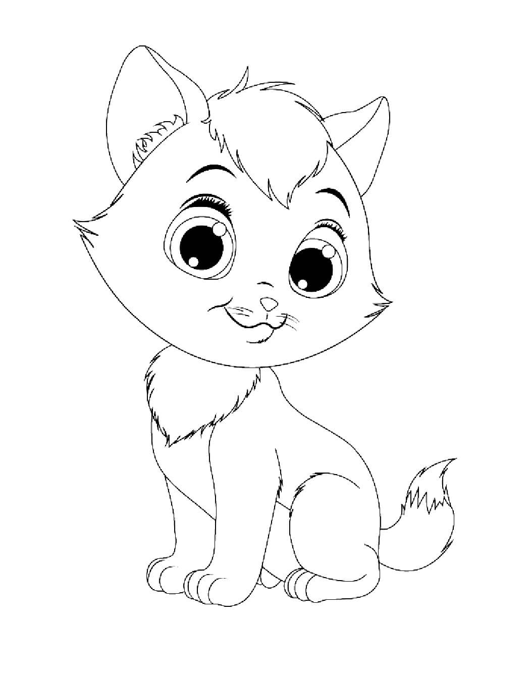 Dibujo de Gatito con Ojos para Colorear