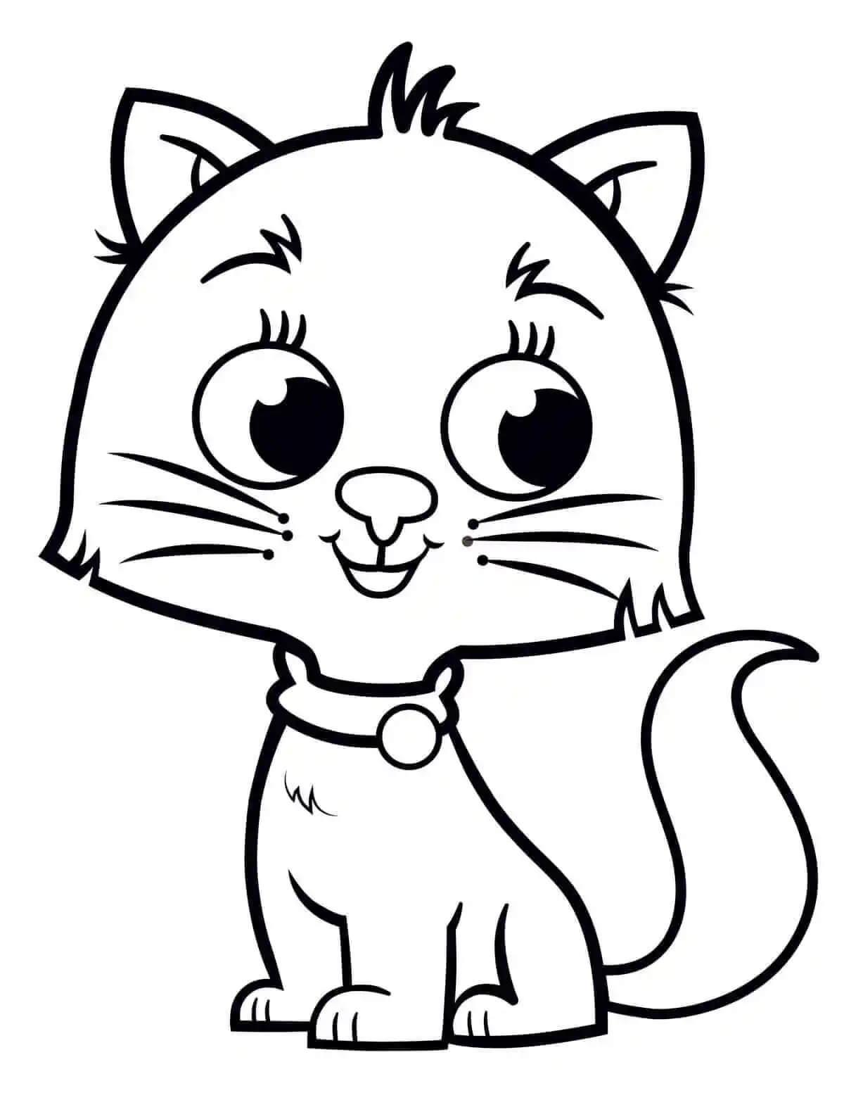 Dibujo de Gato Divertido con Ojos para Colorear