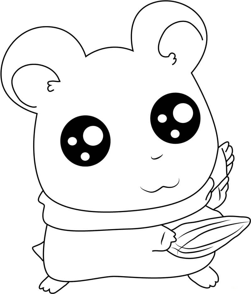Dibujo de Hamtaro con Grandes Ojos para Colorear