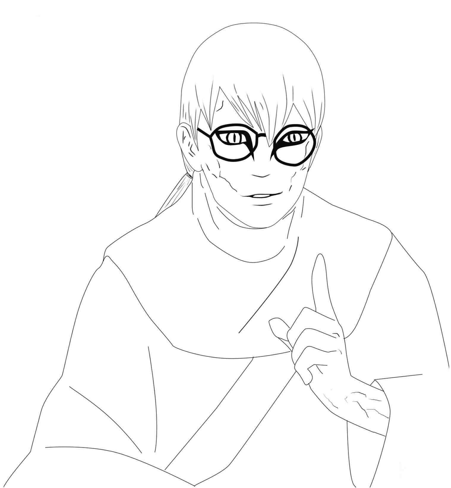 Dibujo de Kabuto Yakushi Tiene Ojos de Serpiente para Colorear