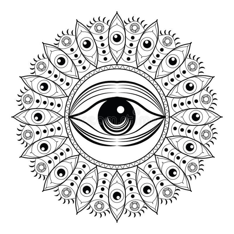 Dibujo de Mandala de Ojos para Colorear