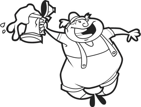 Dibujo de Hombre Divertido Oktoberfest para Colorear