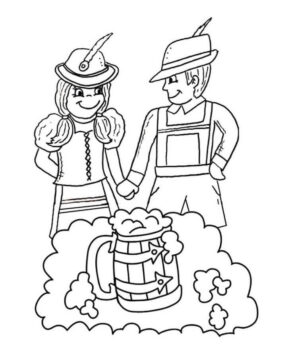 Dibujo de Two Beer Makers Oktoberfest para Colorear