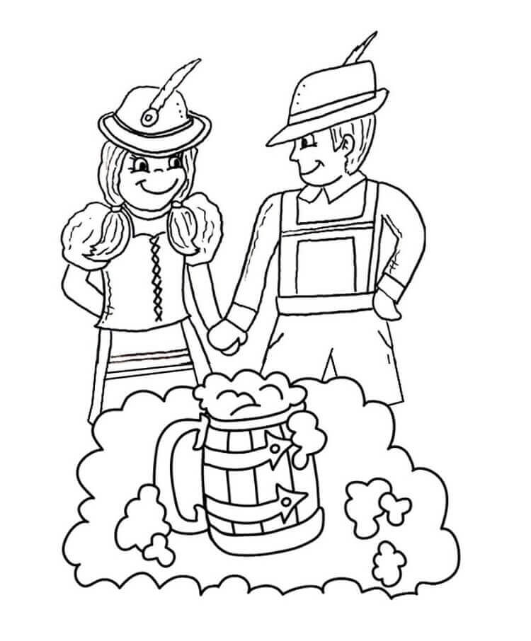 Dibujo de Two Beer Makers Oktoberfest para Colorear