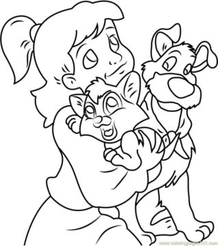 Dibujo de Oliver y Dodger con Jenny para Colorear