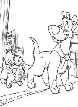 Dibujo de Oliver y Dodger Tan Lindo para Colorear