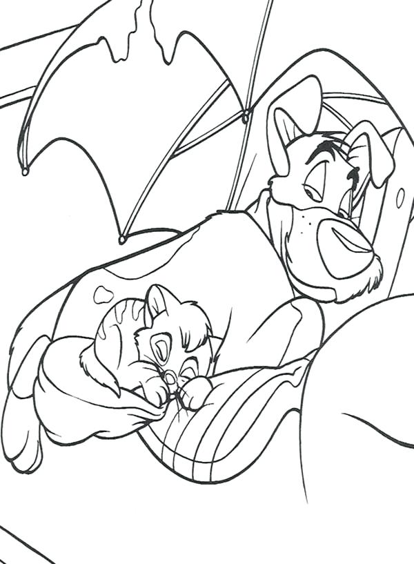 Dibujo de Dodger y Oliver Durmiendo para Colorear