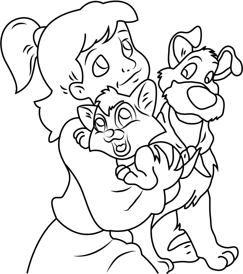 Dibujo de Jenny con Oliver y Dodger para Colorear