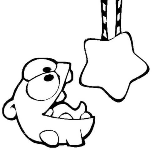Dibujo de Om Nom con Estrella para Colorear