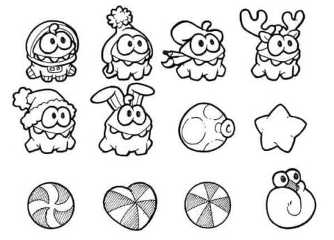 Dibujo de Personaje Om Nom para Colorear