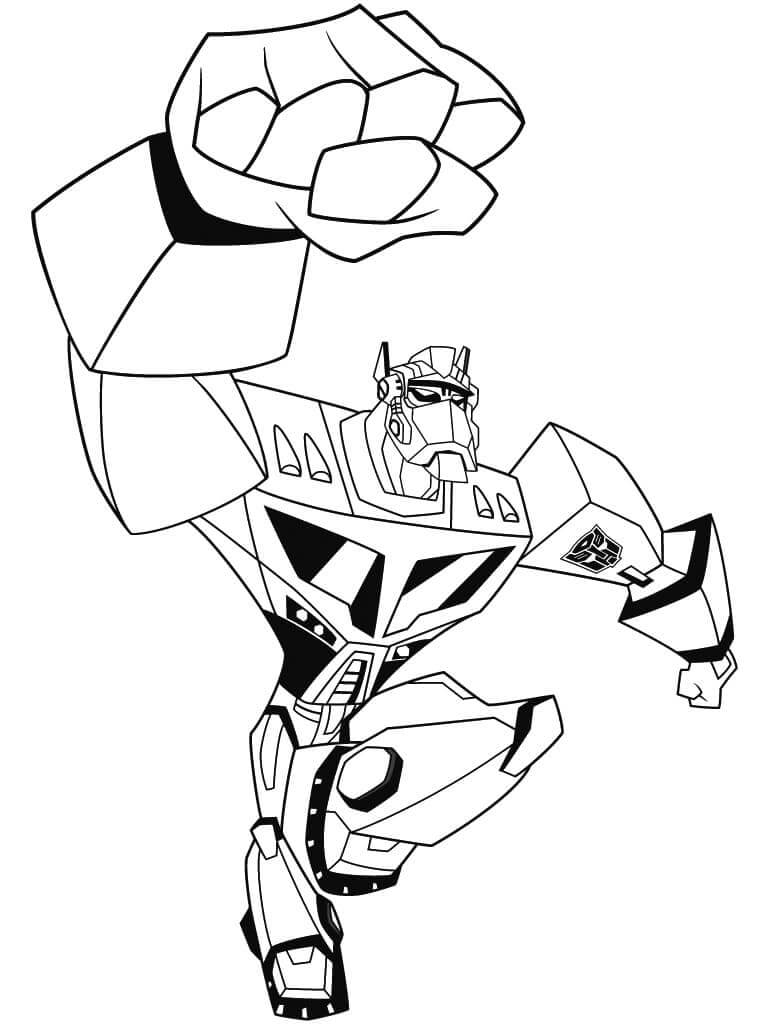 Dibujo de Ataque Optimus Animado para Colorear