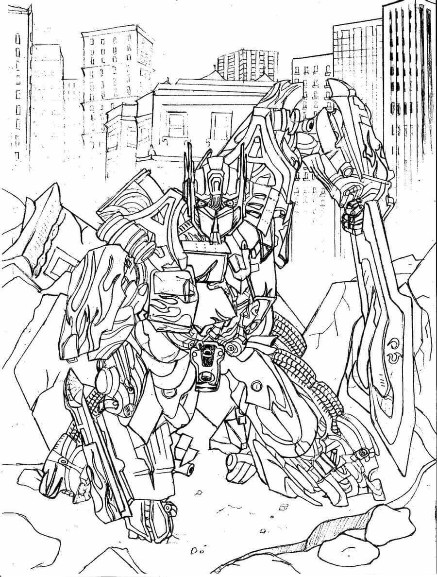 Dibujo de Batalla de Optimus para Colorear