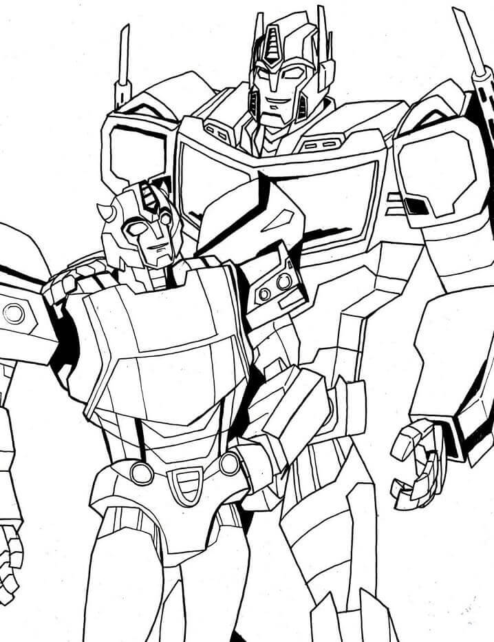 Dibujo de Bumblebee y Optimus para Colorear