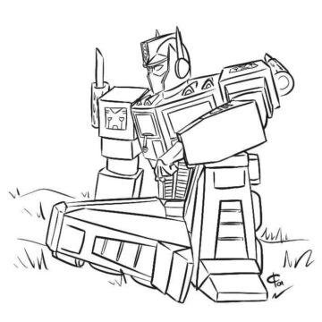 Dibujo de Optimus Prime Sentado para Colorear