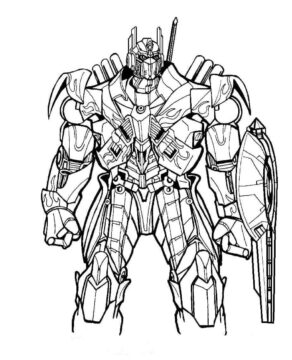Dibujo de Optimus Prime y Shield para Colorear